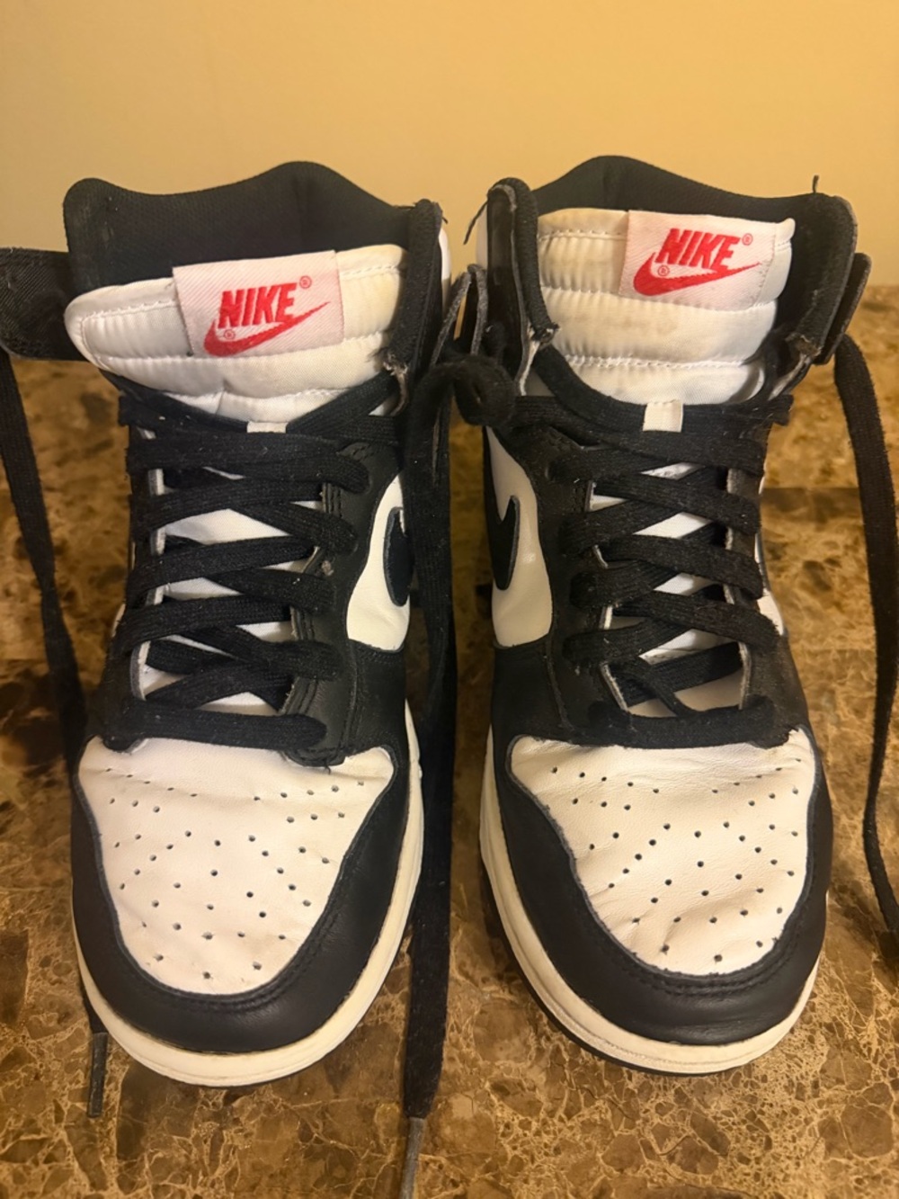 Nike Black and White High-Top Sneakers with Red Logo Unisex